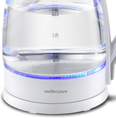 Mellerware 22300WH Glass Kettle 360 Degree Cordless, White, 1.8L