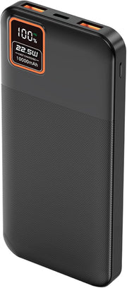 Supa Fly 10000mAh Fast Charge Power Bank | Power Delivery 22.5W Dual Device USB-A & Type-C Charge Ports | Black