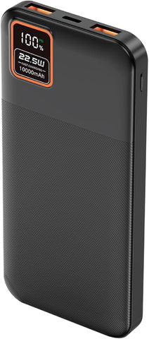 Supa Fly 10000mAh Fast Charge Power Bank | Power Delivery 22.5W Dual Device USB-A & Type-C Charge Ports | Black