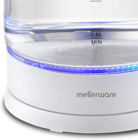 Mellerware 22300WH Glass Kettle 360 Degree Cordless, White, 1.8L