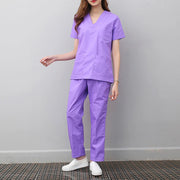 Workwear Clothes Health Workers Frosted Tops Pants Beauty Salon Scrub Uniforms Scrubs Set Short Sleeve V-neck Uniform coat