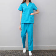 Workwear Clothes Health Workers Frosted Tops Pants Beauty Salon Scrub Uniforms Scrubs Set Short Sleeve V-neck Uniform coat