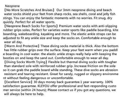 Neoprene Socks 3mm for Swimming Diving Sup Socks, Rubber Sole Socks Non-Slip,Swim socks,Surf Board socks,Water proof socks