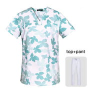 Workwear Clothes Health Workers Frosted Tops Pants Beauty Salon Scrub Uniforms Scrubs Set Short Sleeve V-neck Uniform coat