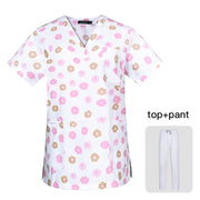 Workwear Clothes Health Workers Frosted Tops Pants Beauty Salon Scrub Uniforms Scrubs Set Short Sleeve V-neck Uniform coat