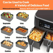 Silicone Pot Air Fryer Liners for Ninjas Dual Air Fryer, Reusable Double Silicone Air Fryer Liner, Air Fryer Accessories Air Fry