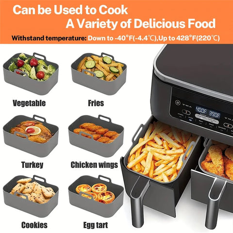 Silicone Pot Air Fryer Liners for Ninjas Dual Air Fryer, Reusable Double Silicone Air Fryer Liner, Air Fryer Accessories Air Fry