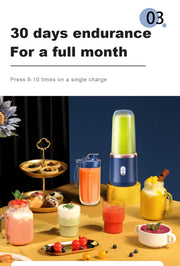 Portable Juicer Cup Smoothie Blender 6 Blade Blender Bottle  Household Fruit Juicer Cup USB Rechargeable Juicer Kitchen Tool