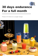 Portable Juicer Cup Smoothie Blender 6 Blade Blender Bottle  Household Fruit Juicer Cup USB Rechargeable Juicer Kitchen Tool