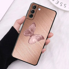Case for Samsung Galaxy S24 S23 S10e S8 S7 S10 S21 S21 Plus S22 Ultra 5G S20 FE S9 Soft Gold Pink Rose Glitter Hearts Cover