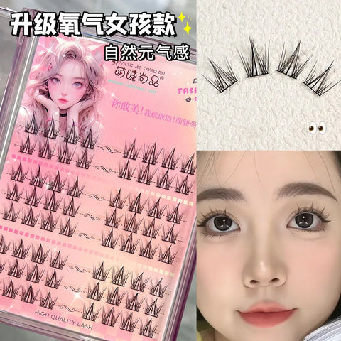 Fashion South Korean Girl Group False Eyelashes Natural Curling Comic Novice Single Cluster Section Lashes makeup beauty tool