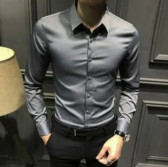 Clothes Business Male Top Plain with Print Men's Shirt and Blouse White Long Sleeve Elegant Hipster Silk Designer Cheap Brand I
