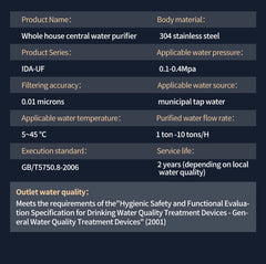 BROVA Whole House Water Filter System High Flow UF 1500L 0.01μm PVDF