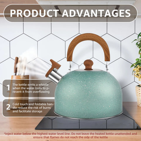 3L Liter Stainless Steel Whistle Kettle Thickened Kettle Gas Induction Cooker Universal Kettle Whistle Kettle Big Tea Kettle