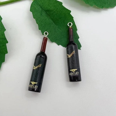 10pcs Red Wine Bottles Resin Charm Beverages Earrings Charm