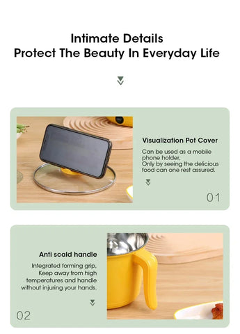 1.8l Multifunctional Cooker Hot Pot Multifunctional Student Dormitory Electric Electric Cooking Noodles Home Pot Stainless Steel