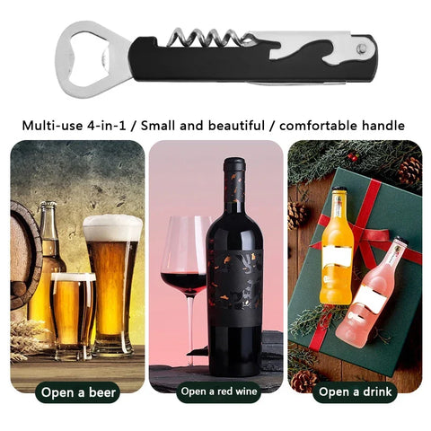 multifunction Stainless Steel Wine Corkscrew Beer Bottle Cap Remover Cutter For Kitchen Tools Bar
