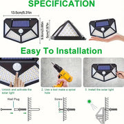 2PCS, Solar Light, 100 LED Motion Sensor Solar Light, 3 Lighting Modes, Suitable for Walls, Courtyards, Gardens, and Passages