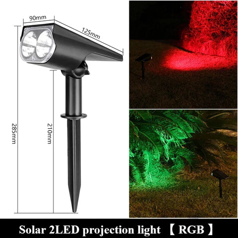 2LEDs RGB Solar Light Outdoors Landscape Spotlights Color Changing 2 In 1 Wireless Waterproof Solar Wall Lamp Patio Garden
