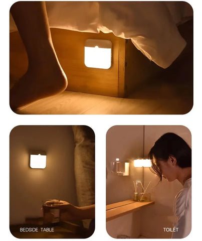 Motion Sensor Led Light Usb Charging Square Lamp for Bedroom Kitchen Stair