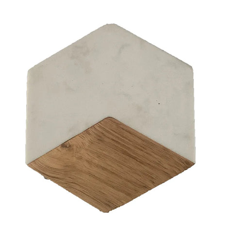 Marble Wood Coasters Set, Hexagon Geometric Coasters,