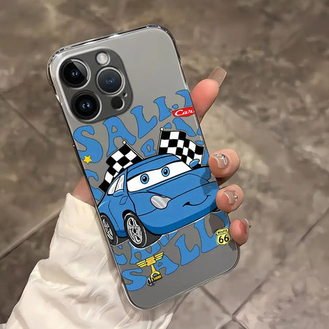 Clear Cover Phone Case for iPhone 14 15 16 Plus 11 12 Pro Max Disney Lightning McQueen