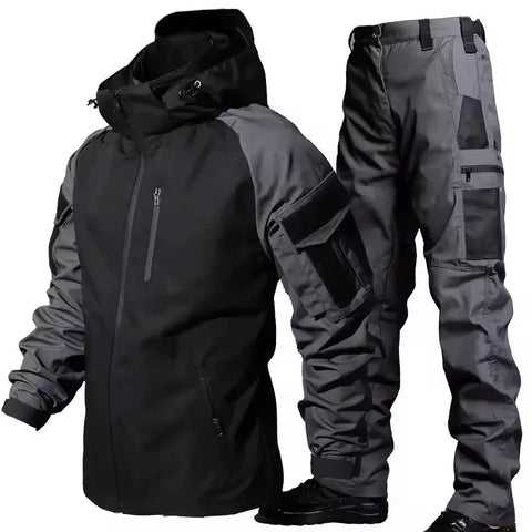 Tactical Waterproof Sets Men Wear Resistant Combat Training Suit Outdoor Multi-pocket Uniform Airsoft Camping Hiking Tracksuit