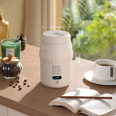 2025 New 500ml Smart Multifunctional Electric Cooker LCD Temperature Display Electric Kettle Portable USB Thermos Coffee Cup