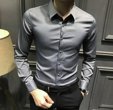 Clothes Business Male Top Plain with Print Men's Shirt and Blouse White Long Sleeve Elegant Hipster Silk Designer Cheap Brand I