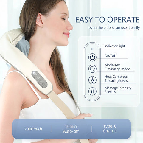 Foreverlily Neck And Back Massager Neck And Shoulder Massager Trapezius Massager Electric Neck Massager