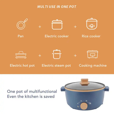 800W Electric Cooker 2.5L 3 Speed Control Single Layer Electric Pot Multifunctional Cooker Home Kitchen Cookware