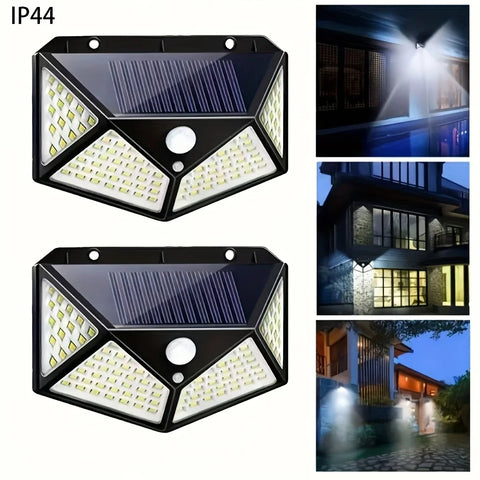 2PCS, Solar Light, 100 LED Motion Sensor Solar Light, 3 Lighting Modes, Suitable for Walls, Courtyards, Gardens, and Passages