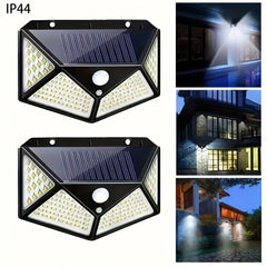2PCS, Solar Light, 100 LED Motion Sensor Solar Light, 3 Lighting Modes, Suitable for Walls, Courtyards, Gardens, and Passages