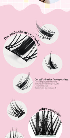 Self Adhesive Bottom Lashes No Glue Needed Reusable Under Eyelash Korean / Makeup DIY Individual Manga Lash Clusters
