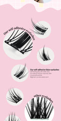Self Adhesive Bottom Lashes No Glue Needed Reusable Under Eyelash Korean / Makeup DIY Individual Manga Lash Clusters