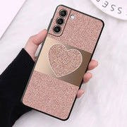Case for Samsung Galaxy S24 S23 S10e S8 S7 S10 S21 S21 Plus S22 Ultra 5G S20 FE S9 Soft Gold Pink Rose Glitter Hearts Cover