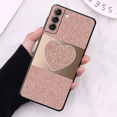 Case for Samsung Galaxy S24 S23 S10e S8 S7 S10 S21 S21 Plus S22 Ultra 5G S20 FE S9 Soft Gold Pink Rose Glitter Hearts Cover