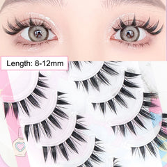 New Doll Lashes Extension Natural Cat Eye False Eyelashes Cosplay Makeup Cross Strip Eye Lashes Handmade Manga Anime Lash