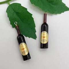 10pcs Red Wine Bottles Resin Charm Beverages Earrings Charm