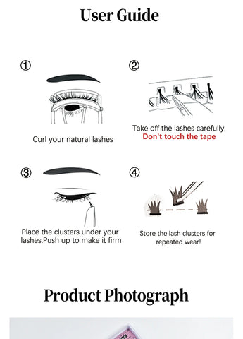 Self Adhesive Bottom Lashes No Glue Needed Reusable Under Eyelash Korean / Makeup DIY Individual Manga Lash Clusters