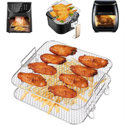 Air Fryer Rack for 5.5L Air Fryer, 2 Tier Air Fryer Grill/Shelf/Dehydrator Rack Square ,Air Fryer Accessories