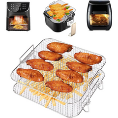 Air Fryer Rack for 5.5L Air Fryer, 2 Tier Air Fryer Grill/Shelf/Dehydrator Rack Square ,Air Fryer Accessories