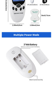 Digital TENS Machine EMS Massager Electric Pulse Muscle Stimulator for Back Neck Electrode Massage Pads Convenient Use at Home