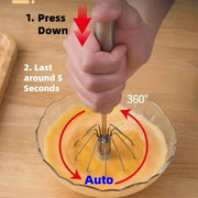 10/12/14inch Stainless Steel Semi Automatic Whisk Blender for Home -Versatile Tool for Egg Beater, Milk Frother, Hand Push Whisk