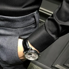 Clothes Business Male Top Plain with Print Men's Shirt and Blouse White Long Sleeve Elegant Hipster Silk Designer Cheap Brand I