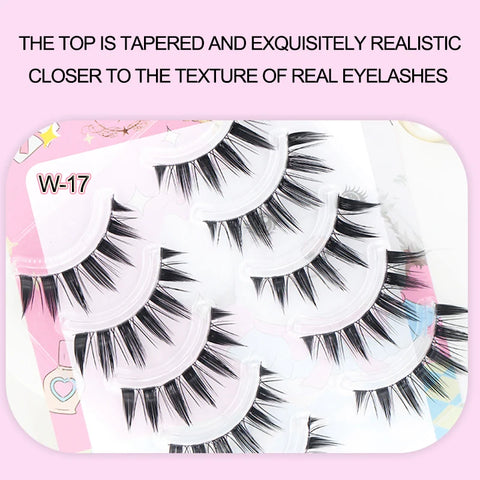 New Doll Lashes Extension Natural Cat Eye False Eyelashes Cosplay Makeup Cross Strip Eye Lashes Handmade Manga Anime Lash