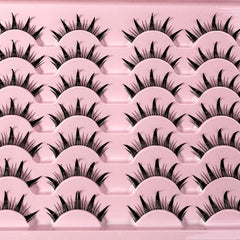 5/7/14Pairs Manga Lashes with Clear Band Japanese Anime Cosplay Eyelashes Spiky Wet Look Lashes Asian False Eyelashes Clusters