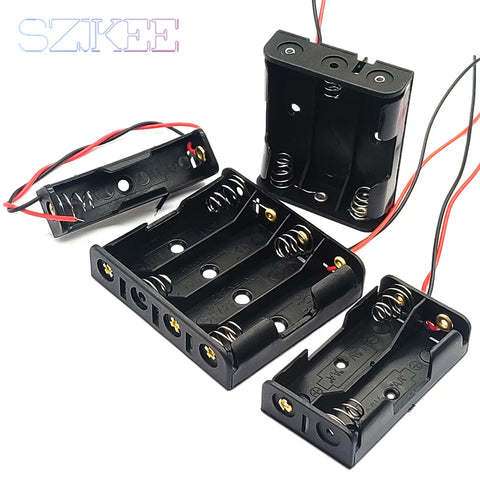 AA Battery Case AA Battery Box 1/2/3/4 Slot AA Battery Holder 14500 AA Storage Box DIY With Leads Series Connection