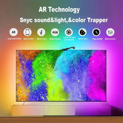 Smart TV LED Backlight with Camera for 55-75 inch Screens RGBIC LED Strip Lights Music Sync APP Control LED Ambient Lighting