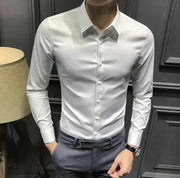 Clothes Business Male Top Plain with Print Men's Shirt and Blouse White Long Sleeve Elegant Hipster Silk Designer Cheap Brand I